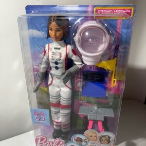 Barbie Astronaut Doll in White, Pink and Blue Flight Suit